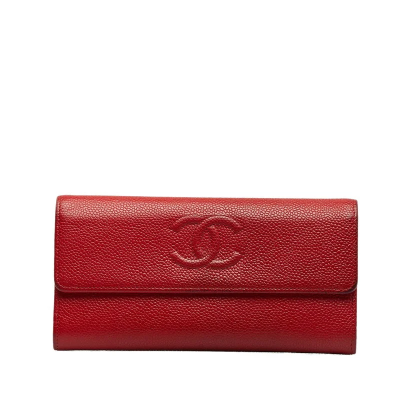 Chanel bags with iconic gold chainsChanel Cocomark Long Wallet Red Caviar   Chanel