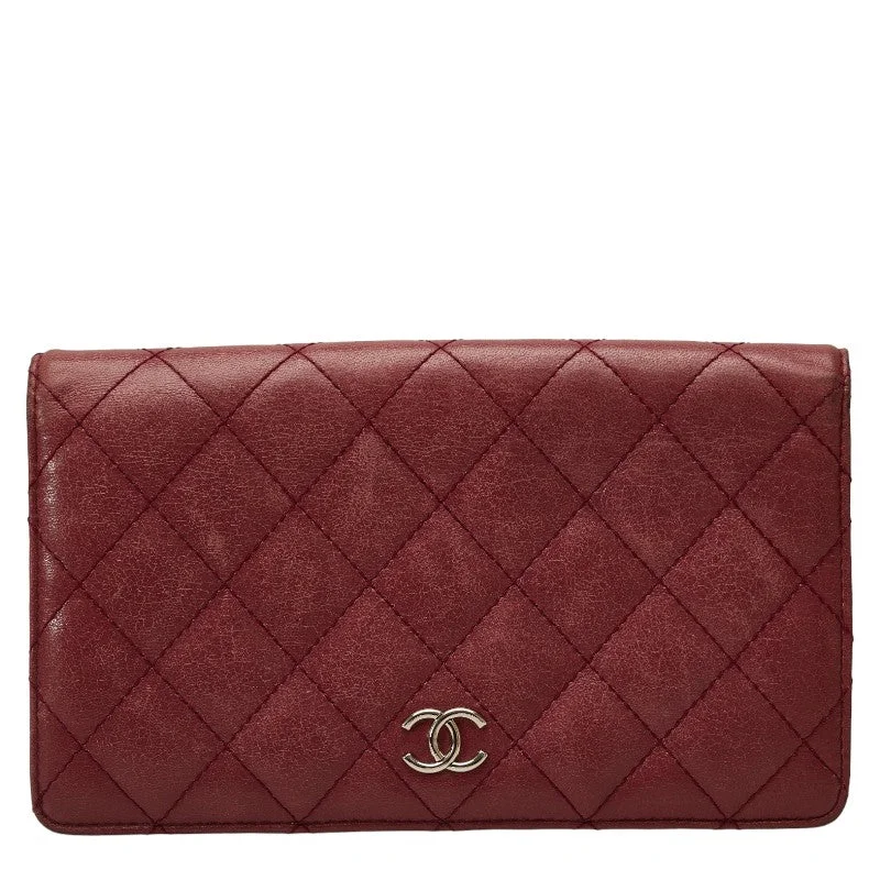 Chanel classicChanel Matrace Cocomark Long Wallet Two Foldable Wallet Pink Leather Lady Chanel