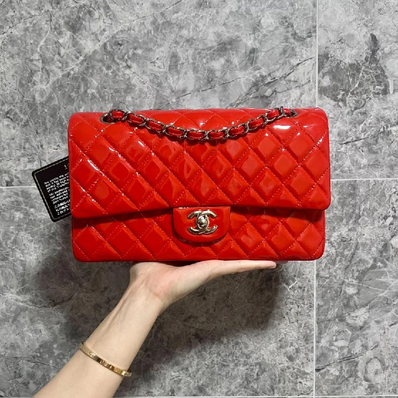 Chanel bags available at online luxury retaileDouble Flap Red Patent Leather