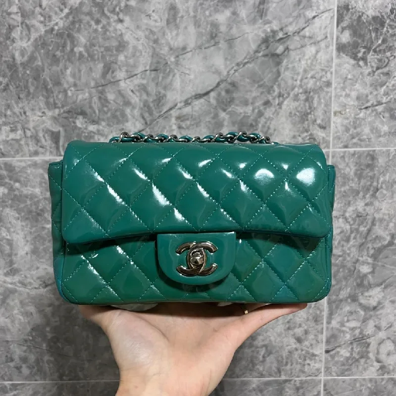 Chanel Luxury Handbag for High - End EventsRectangular Mini Classic Flap CF Green Blue No 20