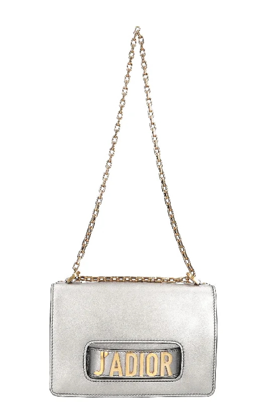 Christian Dior handbags with a back - pocket for quick storageCHRISTIAN DIOR J'Adior Bag Silver