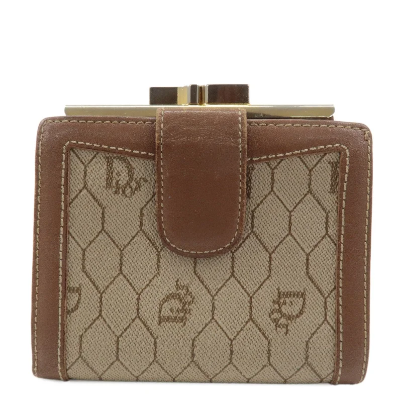 Christian Dior handbags with a back - pocket for quick storageChristian Dior Honeycomb PVC Leather Bi-fold Wallet Beige Brown