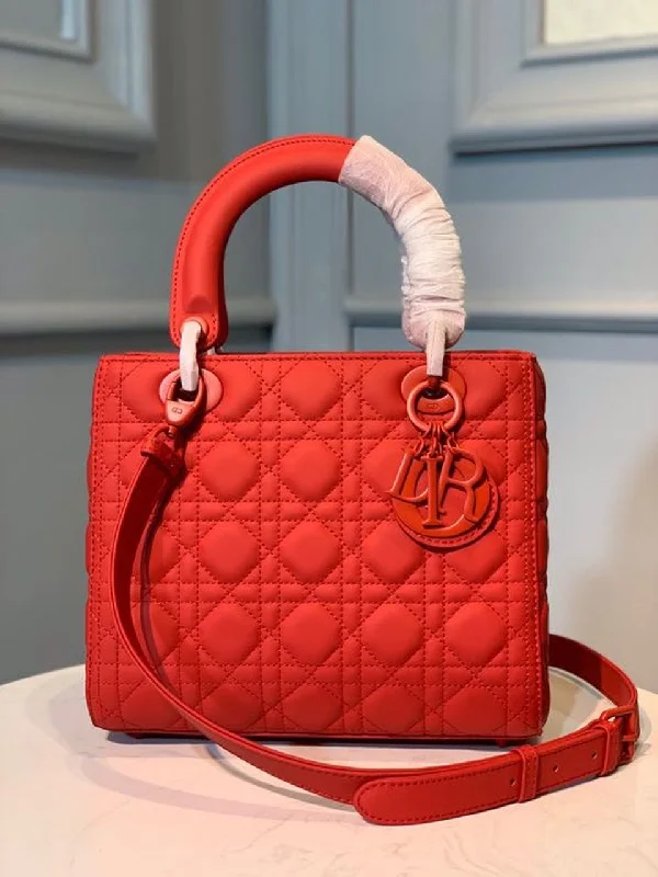 Christian Dior handbags with a back - pocket for quick storageChristian Dior MeChristian Diorum Lady Bag Matte Hardware Red Ultramatte For Women 9.5in/24cm