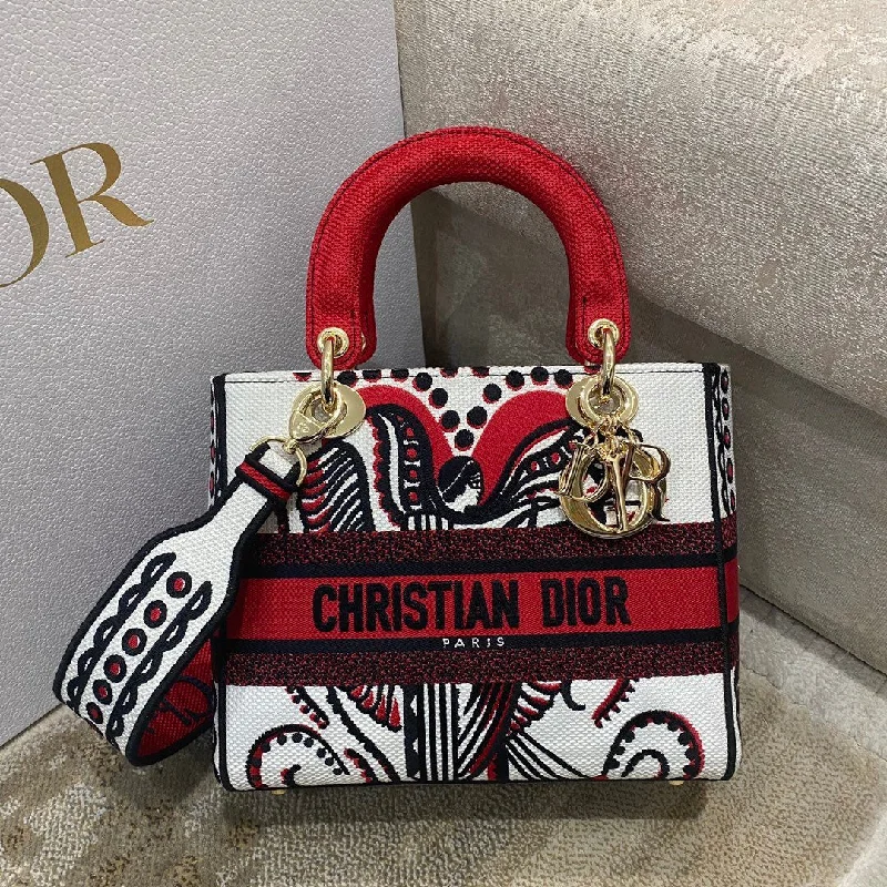 Christian Dior handbags with a snap - button closure and a decorative buckleChristian Dior MeChristian Diorum Lady D-Lite Bag