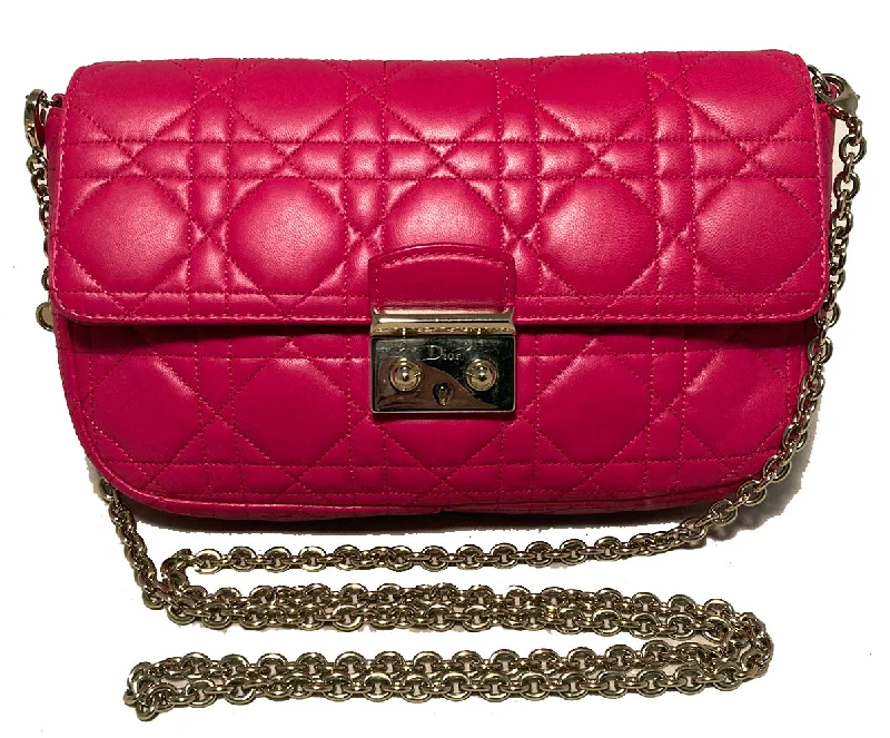 Trendsetting Christian Dior crossbody bags with a colorful strapChristian Dior Pink Leather Cannage Quilted Miss Dior Flap Bag