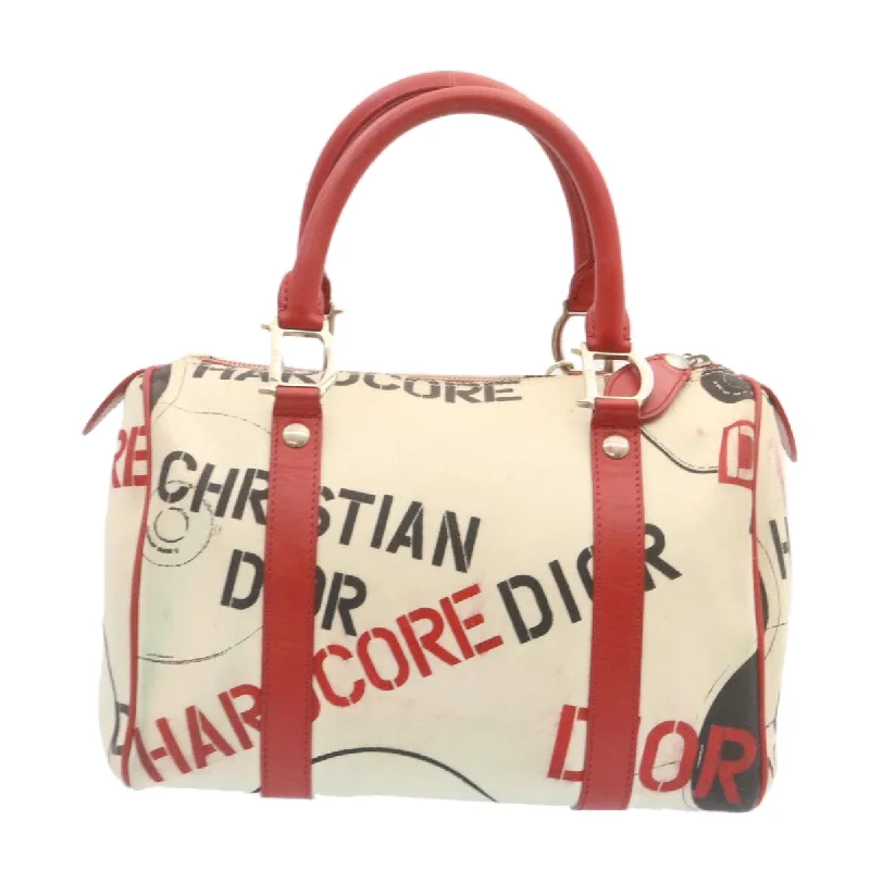 Christian Dior handbags with a back - pocket for quick storageCHRISTIAN DIOR Pop Line Hand Bag Canvas White Red Auth ar4800