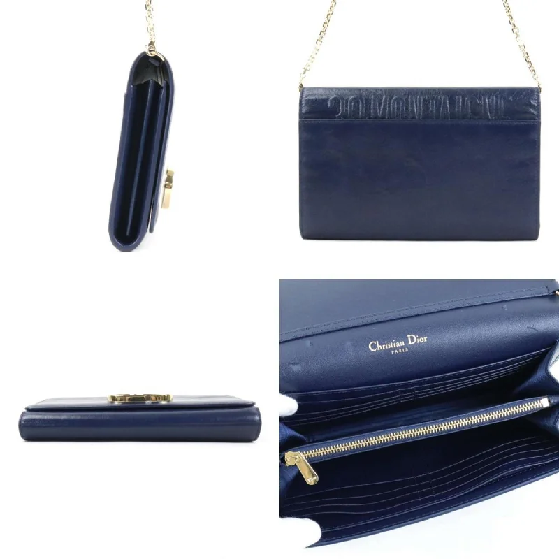 Christian Dior crossbody bags with a front - flap pocket for easy accessCHRISTIAN DIOR Shoulder Wallet 30 Montaigne Leather Navy Ladies