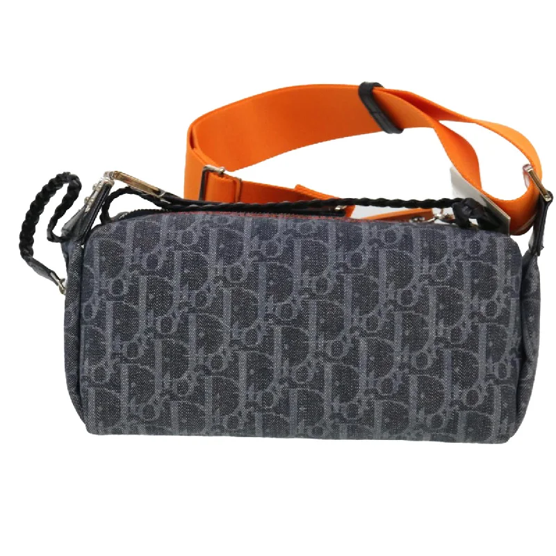 Contemporary Christian Dior handbags with a unique shapeCHRISTIAN DIOR Trotter Canvas Flight Shoulder Bag Navy Orange  39354A