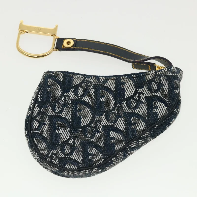 Christian Dior Saddle bags with a studded trim for a bold lookCHRISTIAN DIOR Trotter Canvas Saddle Coin Purse Navy  am3626