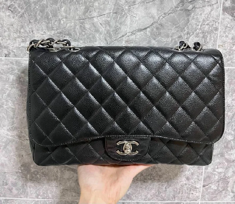 Chanel Medium Tote Bag for Office LadiesDiscounted** Classic Flap Bag Black Caviar SHW ( Jumbo )