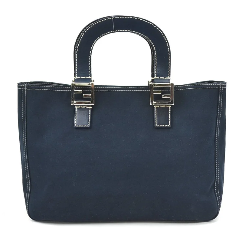 Fendi crossbody bags with a detachable ID holder for easy identificationFENDI Handbag Canvas/Leather Navy Silver Ladies