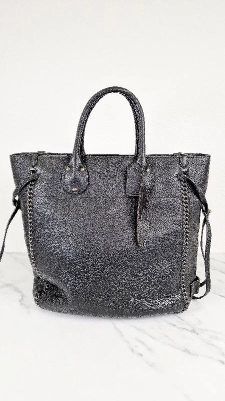 Coach bags with a patent - leather finish for a shiny and sophisticated appearanceCoach Tatum Tall Tote in Black Pebble Leather with Whiplash Detail & Feather Charm - Large Black Shoulder Bag - Coach 33916